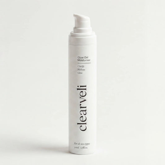 Clearveli Glow Gel Moisturiser jar, front view