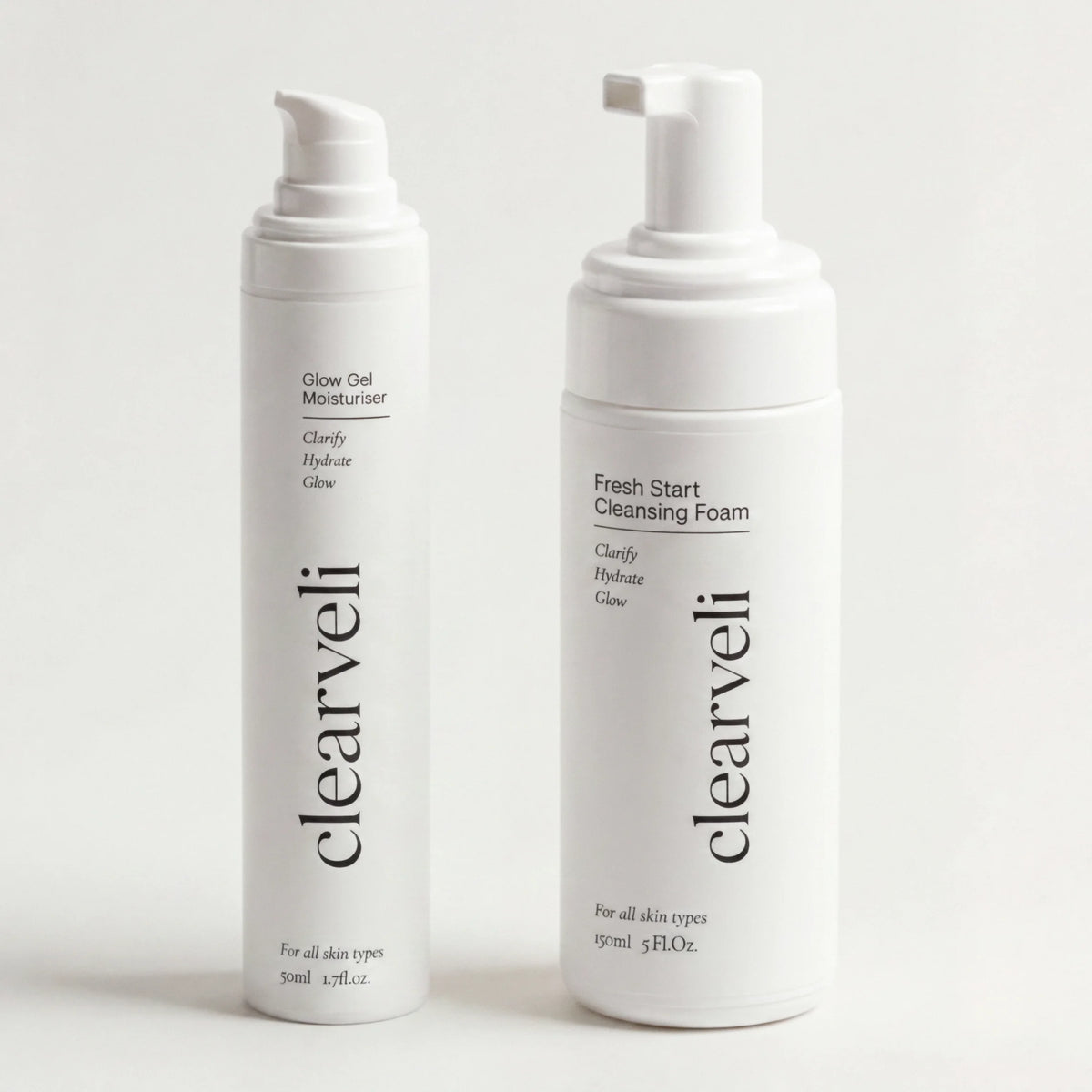 Clearveli Daily Glow Duo with Fresh Start Cleansing Foam and Glow Gel Moisturiser